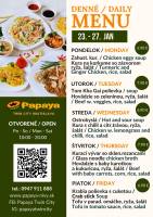 Týždeň 4 (23. - 27. januára 2023) denné menu Papaya Twin City Bratislava