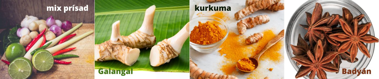 Lieiv ingrediencie vo vietnamskej kuchyni - galangal, kurkuma, badyn - Papaya Bratislava